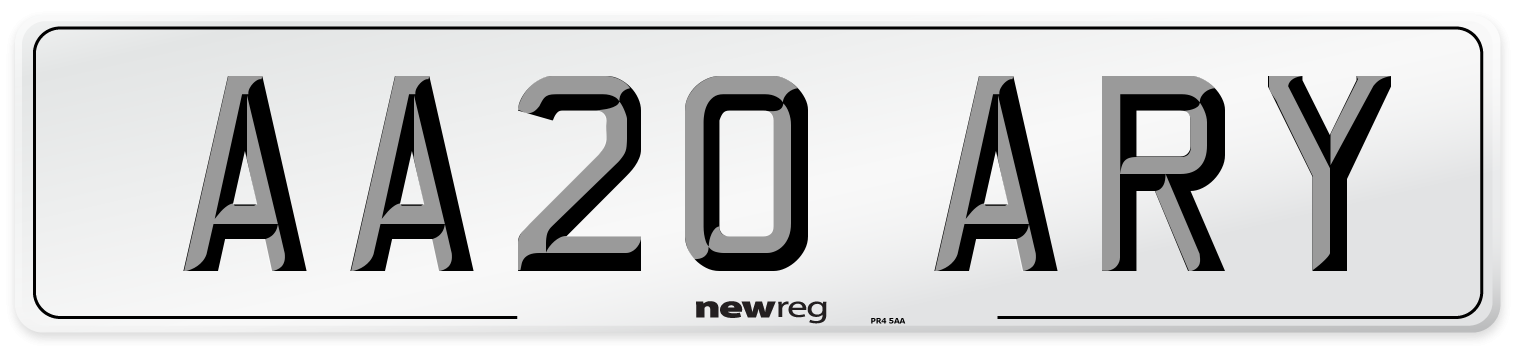 AA20 ARY Number Plate from New Reg
